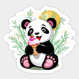 Panda Baby with Ice Cream Summer Character Sticker